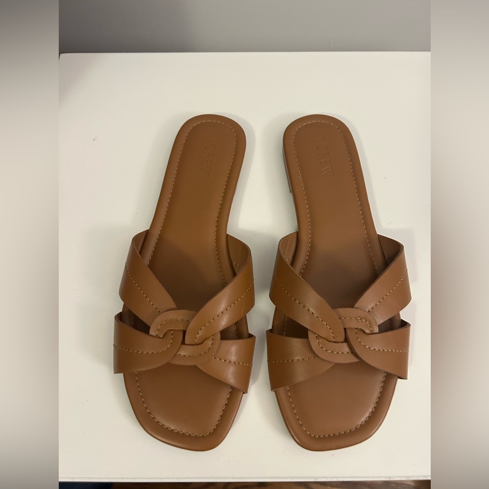 J. Crew Tan Leather Knot Sandals
